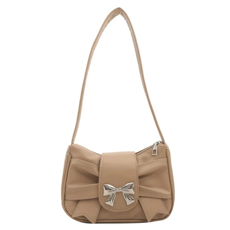 

Women Underarm Bag Pleated Armpit Bag PU Leather Shoulder Bag Bow Handbag