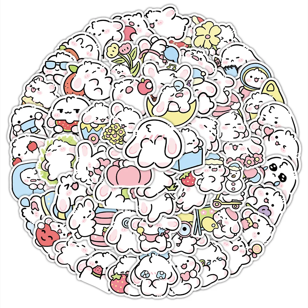50/100 قطعة Kawaii أرنب صغير مقاوم للماء الكرتون لطيف الحيوان ملصقات الديكور DIY بها بنفسك دفتر كوب ماء المحمول اللعب الكتابة على الجدران