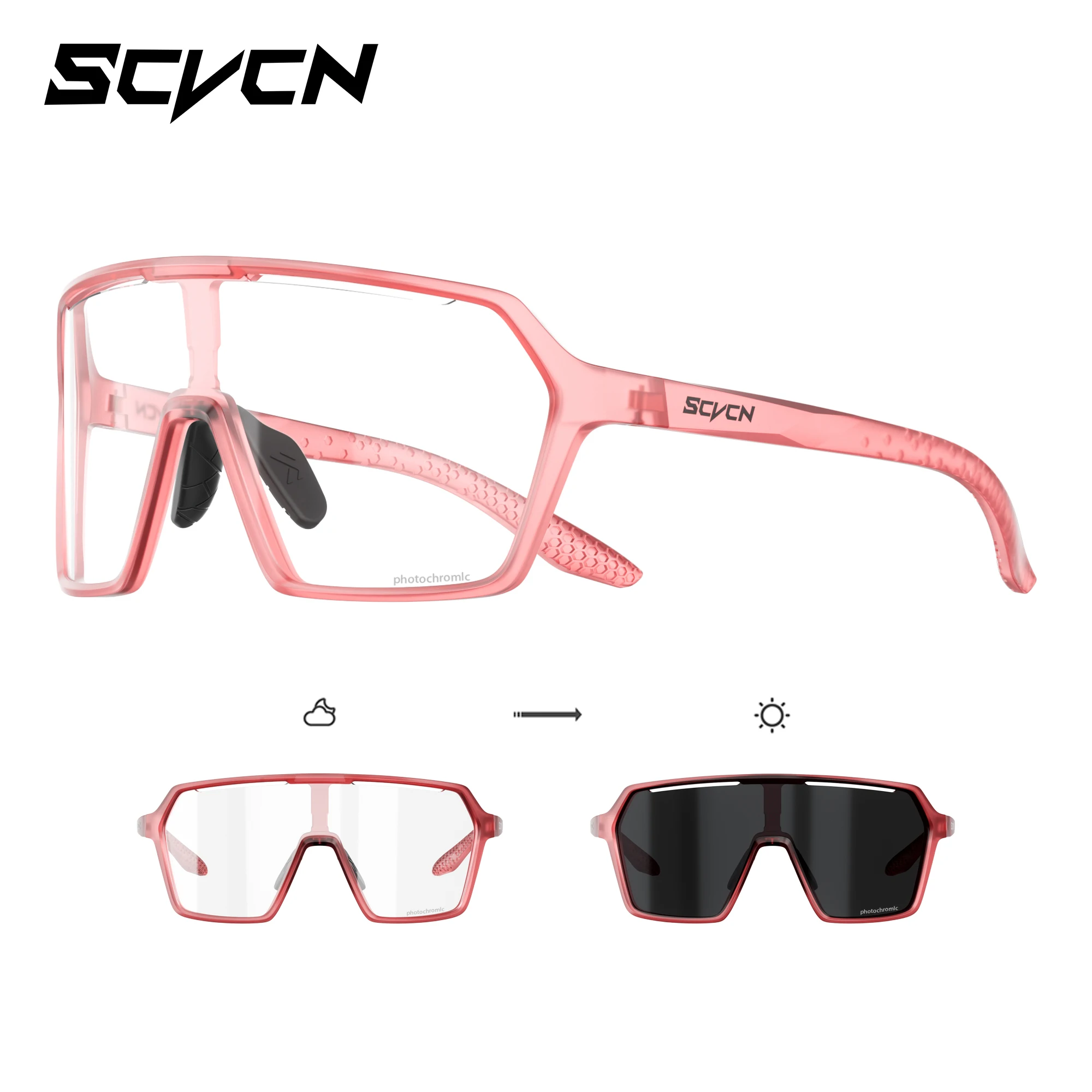SCVCN Photochrome Sonnenbrille für Herren, Fahrradbrille UV400n, Damen-Fahrbrille, MTB-Rennrad-Sportbrille, Laufbrille