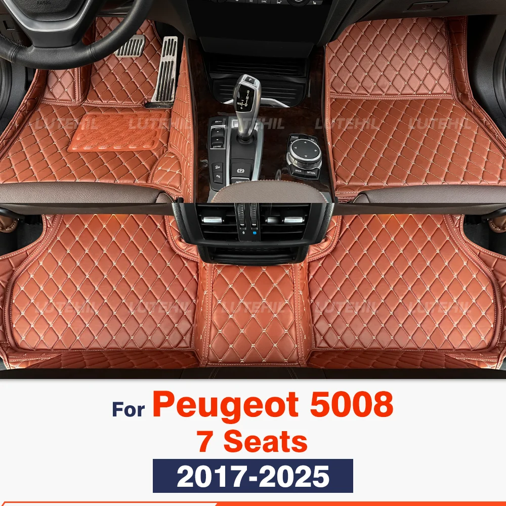 

Car Floor Mats For Peugeot 5008 7 Seats 2017-2025 Custom Foot Pads Carpet Cover Interior Accessories