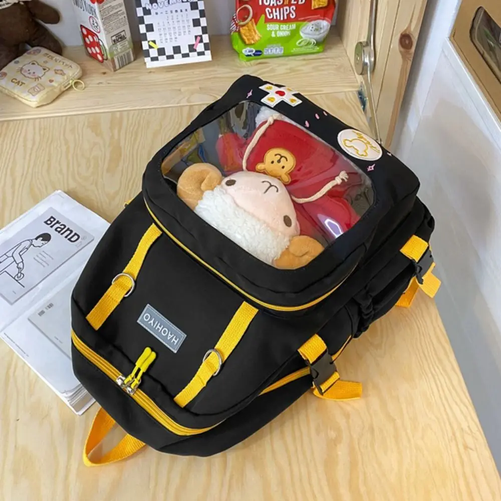 Large Capacity Transparent Students Backpack PVC Multi Pocket School Bag Simple Casual Double Shoulder Bags Travel