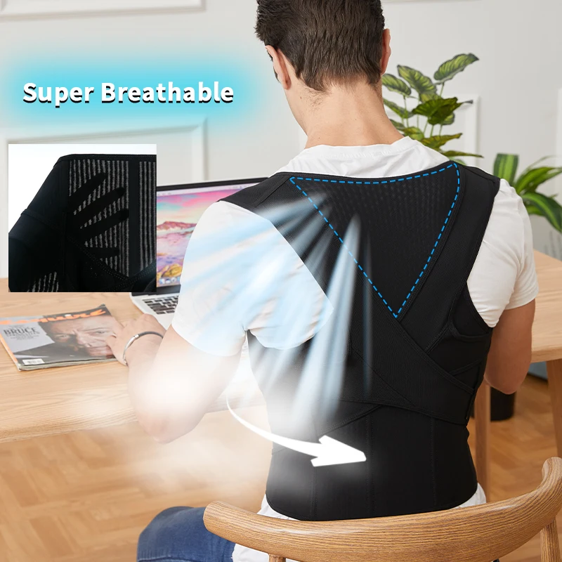 2022 Thicken New Stability Back Posture Corrector Brace for Shoulders and Back Pain Home Office Sport Upper Back Neck Brace