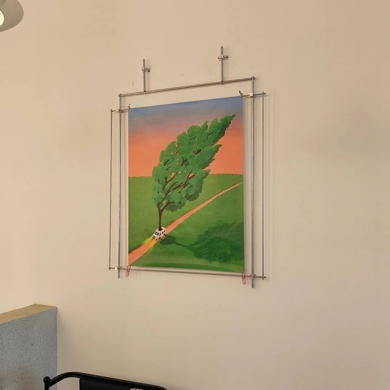 

Simple optical axis stainless steel painting shelf green plant landscape desk porch cabinet ornament guest restaurant decorative