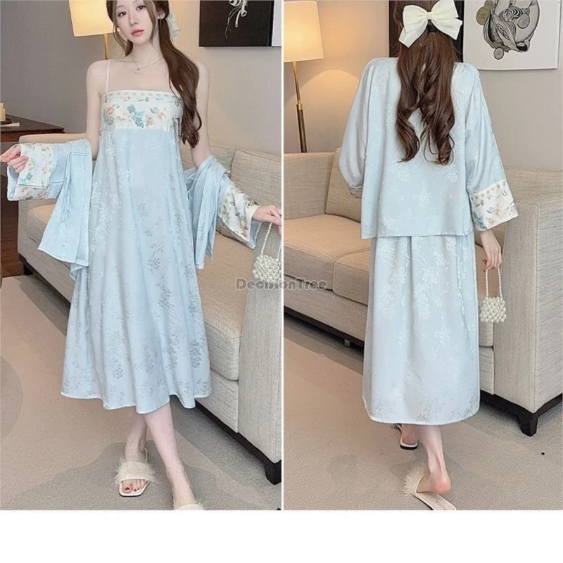 2026 new women's new chinese style sleeping skirt 2-piece set female breathable printed pajamas female summer loose home clothes