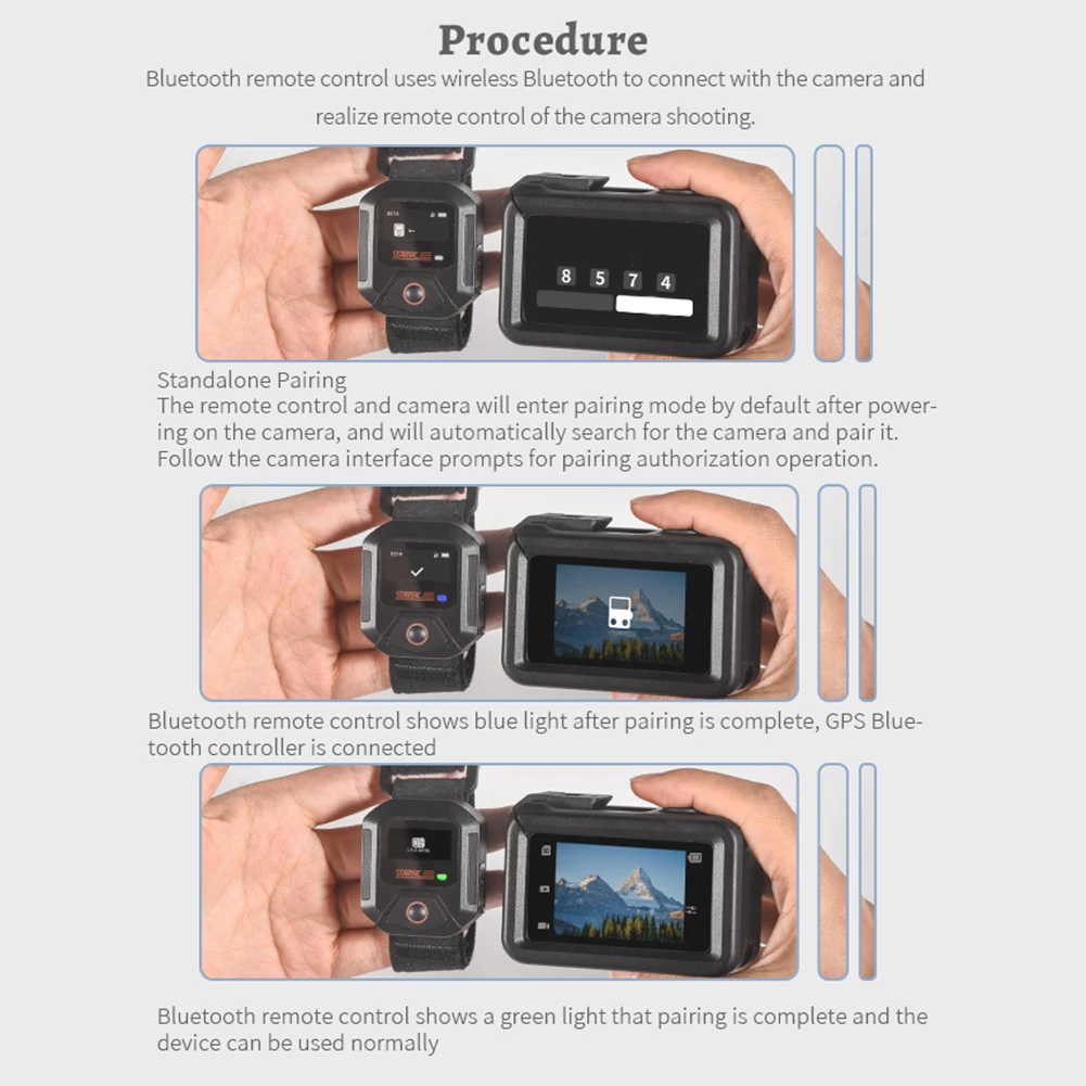 Camera Remote with GPS Positioning Bluetooth-Compatible 5.0 Handlebar/Wrist Mounted Remote Control for Insta360 X4/Ace Pro/Go 3S