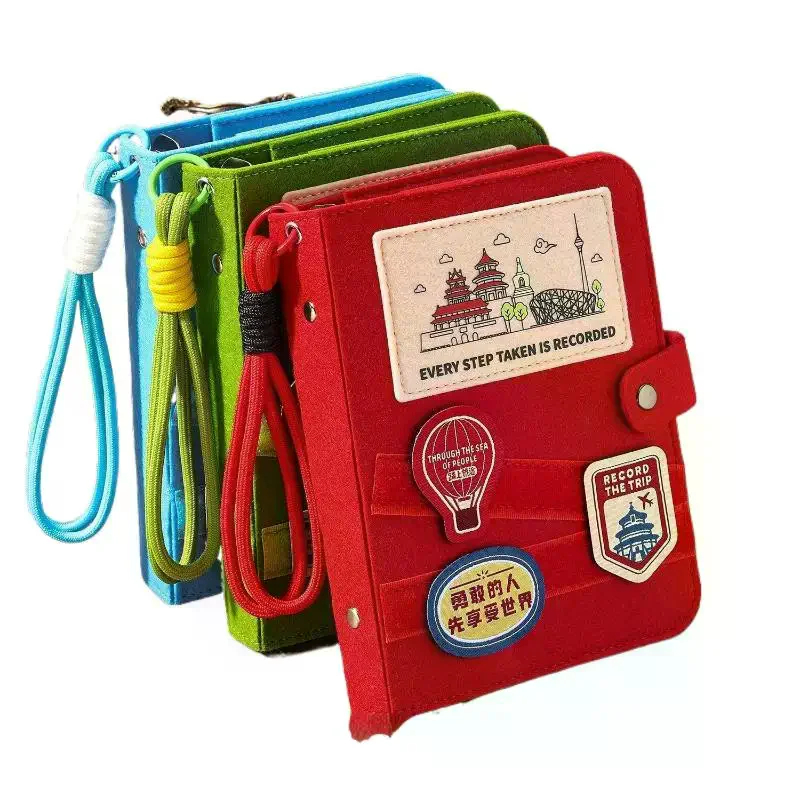 Felt Travel Stamp Book Scenic Spot Check-In Creative Notebook Beautiful Souvenir Stamp Card Book Blank Inside Pages