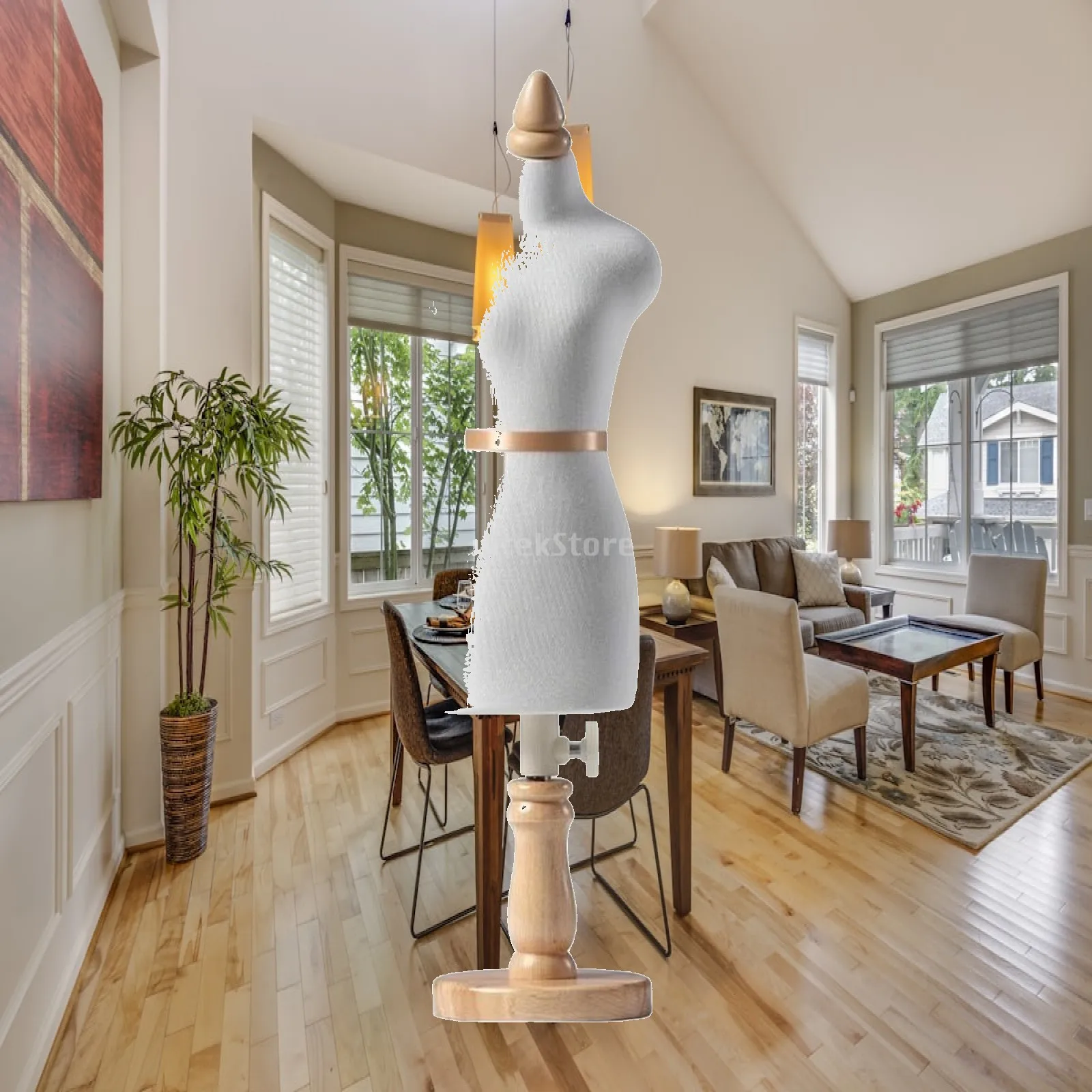 Female Torso Mannequin Display Stand with Wood Base for Dressmaking Pinnable Tailor Form for Sewing Adjustable Clothing Design
