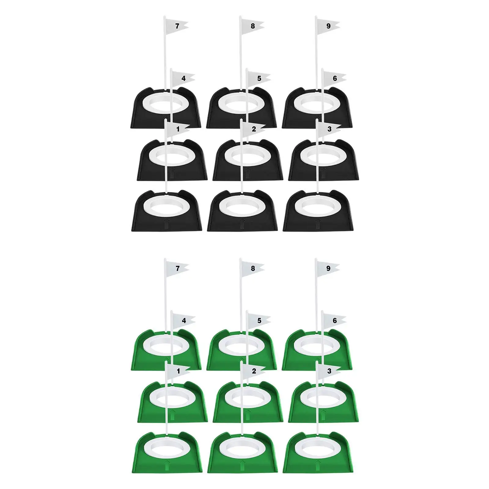 

9 тренировочных чашек Putter с флагом для тренировок в гольфе на заднем дворе и в помещении