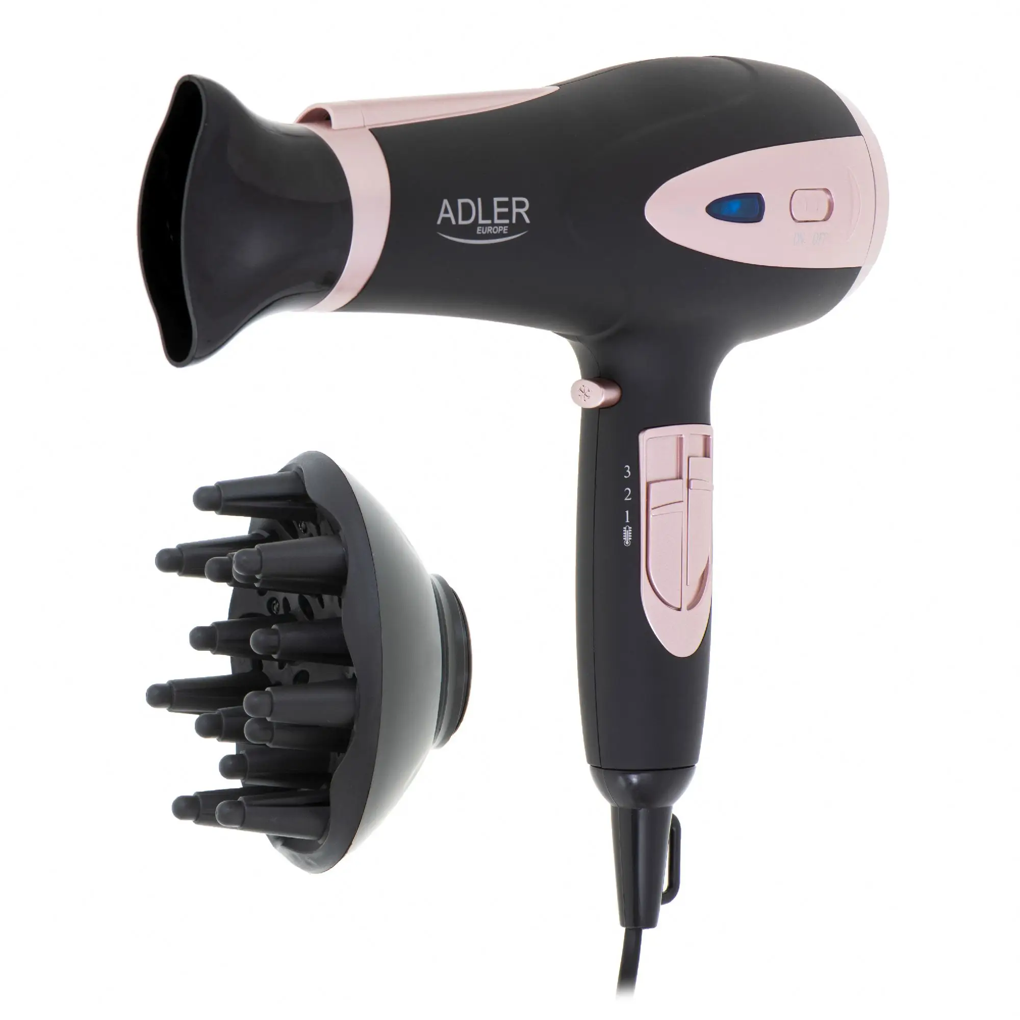 Adler haardroger AD 2248 2200W ionisatie koude-lucht diffuser Zwart