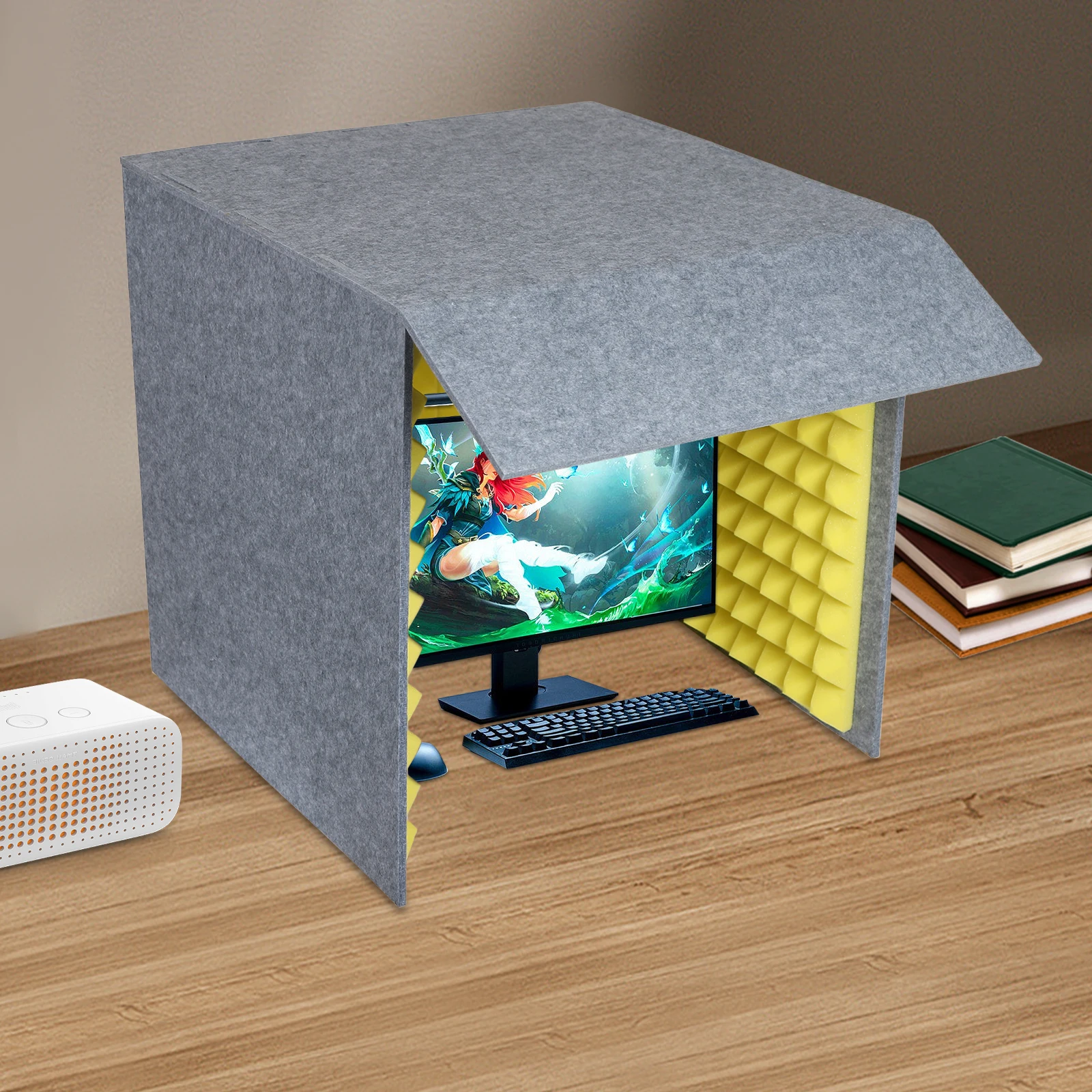 60 * 60 * 60 cm schalldichte Desktop-Abdeckung, tragbare Gesangsaufzeichnungskabine, schallabsorbierendes Gesangsschild, geeignet für Häuser, Spielzimmer