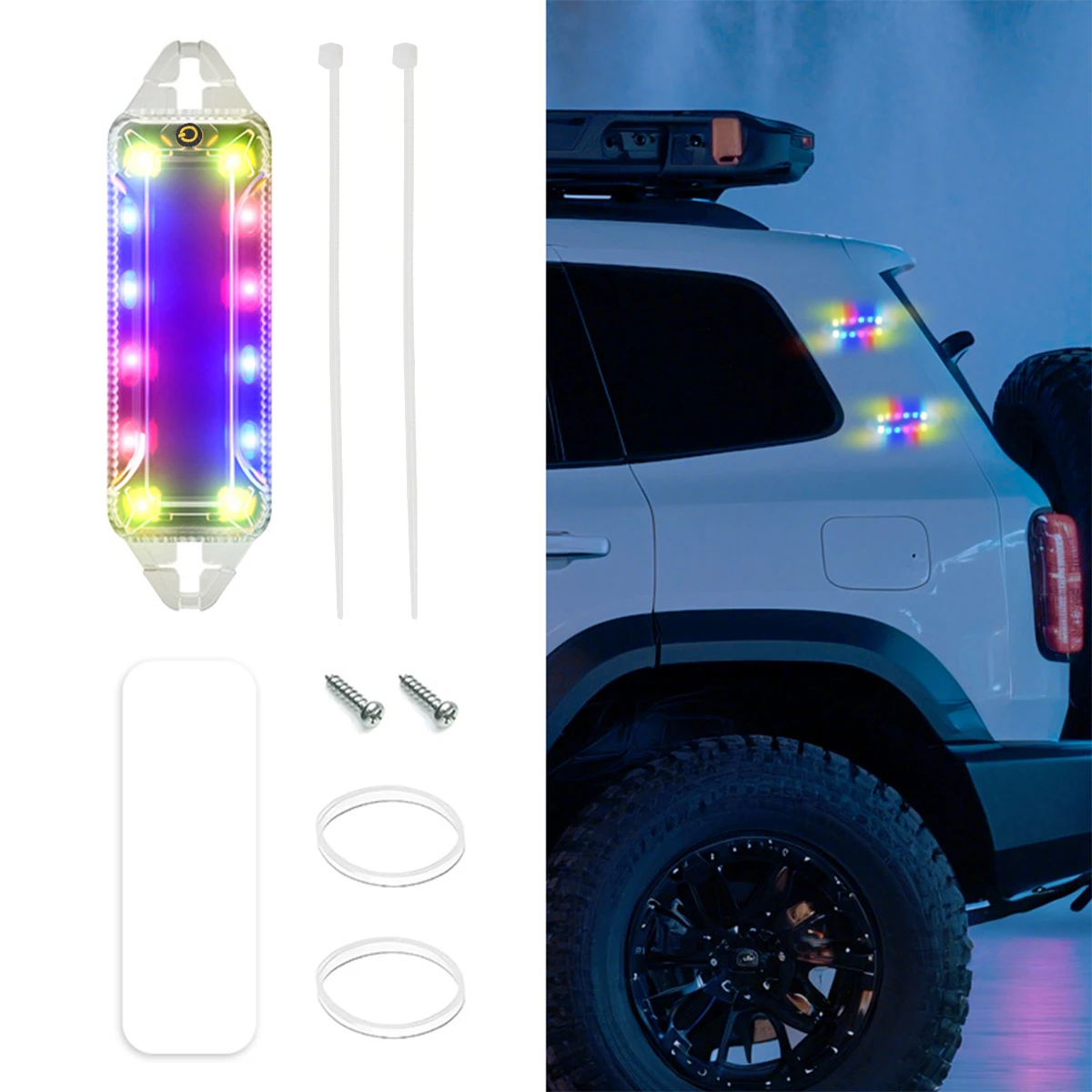 1 قطعة LED الشمسية تحذير ضوء إحترافي متعدد الألوان ليلة الأمن المضادة للتصادم الخلفي الذيل تحذير مصباح إشارة لسيارة دراجة نارية