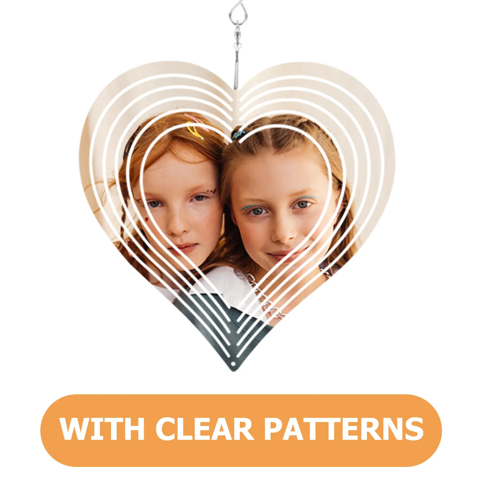 Aluminum Sublimation Wind Chime Heart Shape Outdoor Yard Garden Window Hanging Wind Spinner Blank Rust Proof Fade Resistant