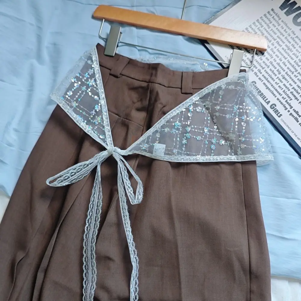 فريد الكورية نمط الدانتيل تنورة صغيرة مثلث الشاش الترتر نصف تنورة رقيقة فستان Cummerbund حزام البنطال الجينز الفتيات حار