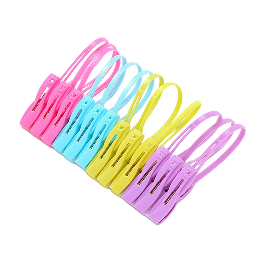 

24 pcs Plastic Clothes Clips Hangers Strong Grip Rust Resistant for Beach Chairs Home Kitchen Office Cloth Pins Bag