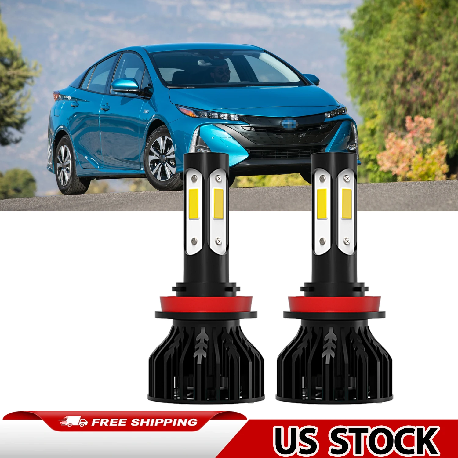 H11 Car Light Bulbs 20000LM Bulit in Drive Headlamps 4 Sides COB Chips Turbo H8 H9 LED Headlights