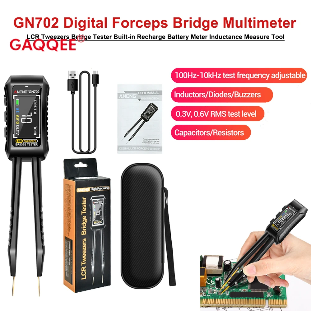 GN702 Digital Forceps Bridge Multimeter LCR Tweezers Bridge Tester  Meter Inductance capacitance resistance Diode Test Tool