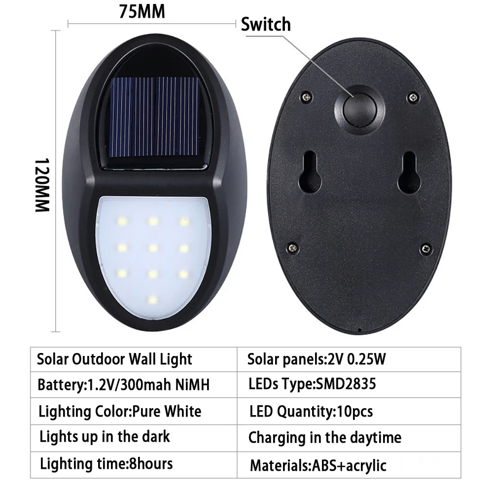 3 szt. Zestaw lampa solarna LED ścienna 5 W IP65 wodoodporne oświetlenie bezpieczeństwo na zewnątrz LED do ładowania słonecznego ochrona środowiska