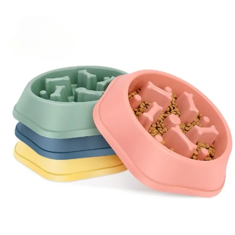 1PC Pet Cat Dog Slow Food Bowl Fat Help Healthy Round Anti-choking Thickened and Non-slip Multiple Colors Shapes Dog Food Bowl