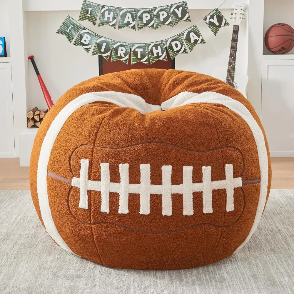 Sports Football Bean Bag Chair - Giant Bean Bag Chairs for Adults and Kids - Bean Bag Sofa Couch with Filler - Football Plush Be