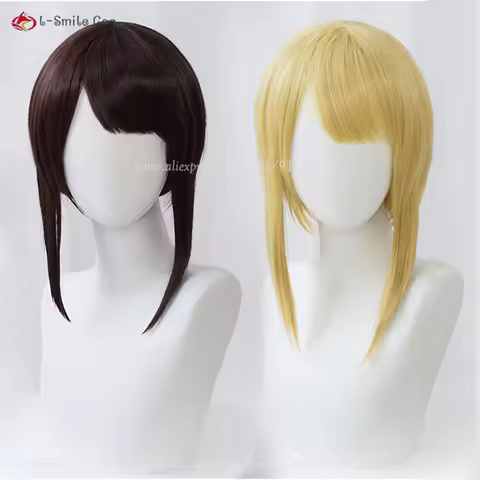 Game Cosplay Gardener Cosplay Emma Woods 30cm Brown/Yellow Cosplay Anime Wig Heat Resistant Synthetic Hair + Wig Cap