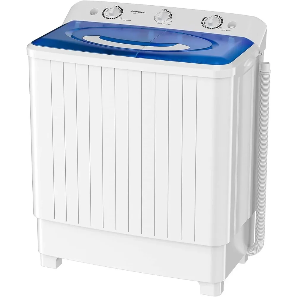 Portable Washing Machine, 28lbs Mini Twin Tub Washer Compact Laundry Machine, Time Control, Semi-automatic for Dorms, Apartments