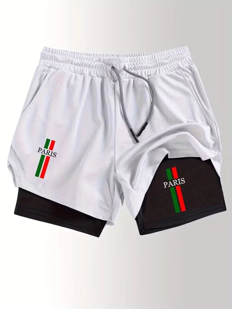 New Men's Running and Sports Shorts Gym Training 2-in-1 Quick drying Multi functional Double layered Promotion Latest Hot Sale