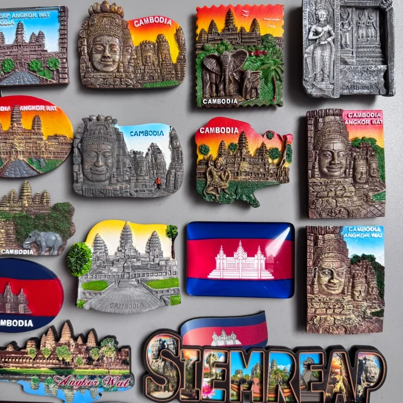 Cambodian Refrigerator Magnets Angkor Wat Tourist Souvenirs Siemreap Fridge Sticker Khmer Buddha Statue Elephant Southeast Asia view 5