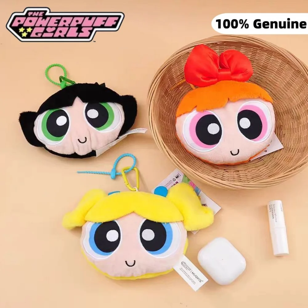 Genuine The Powerpuff Girls Plush Coin Purse Kawaii Blossom Bubbles Buttercup Cartoon Portable Earbuds Lipstick Storage Bag Gift