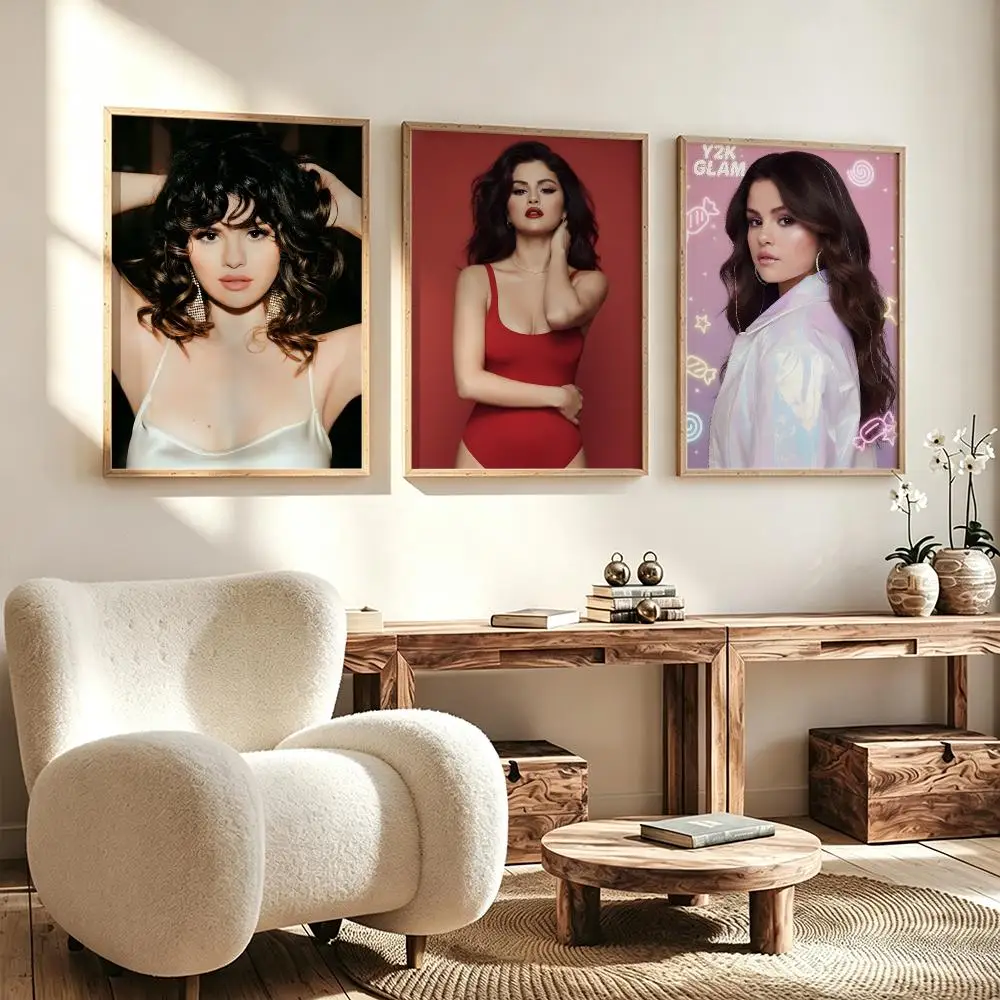 music Selena Gomez Poster Poster HD Waterproof Self Adhesive Wall Art Print Decor for Bedroom Living Room Gift