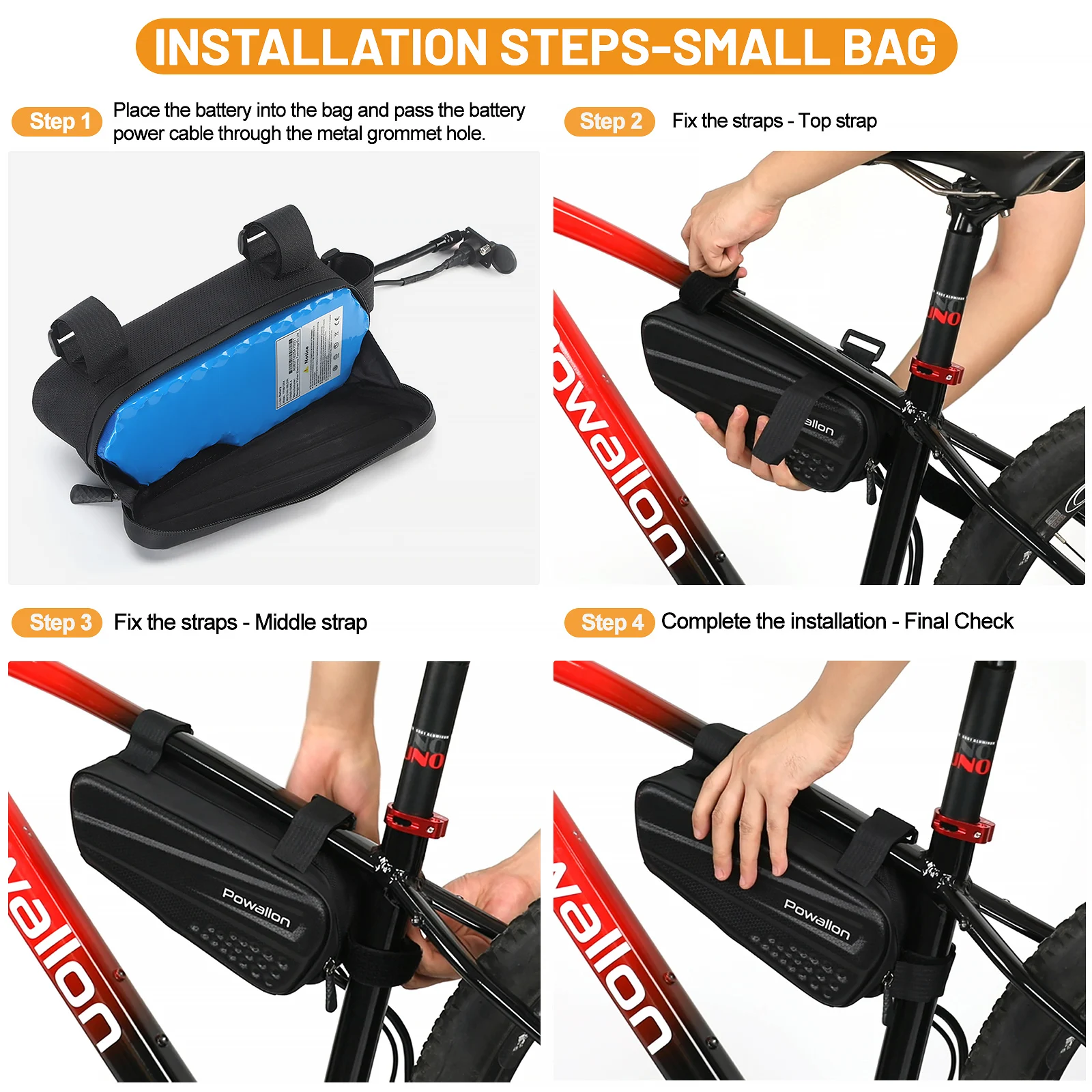 Wasserdichte Hartschalen-E-Bike-Dreieck-Akkutasche, 2 Stile Elektrofahrrad-Rahmenrohr-Akku-Aufbewahrungstasche für E-Bikes – Detail 8