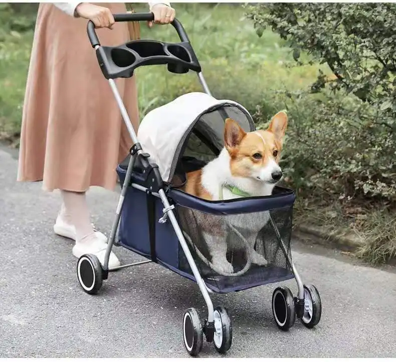 Foldable Pet Stroller  Dog Travel Stroller Pushchair Jogger Pet Suplies With Storage Basket For Outdoor Puppy Cat Carrier