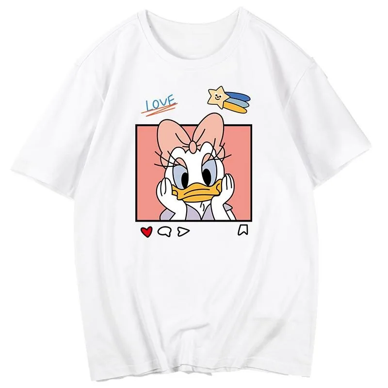 

Disney Donald Duck Family T-shirt Cotton T-shirt Print Casual Wear for Parents and Children To Match 2025 Summer Edition
