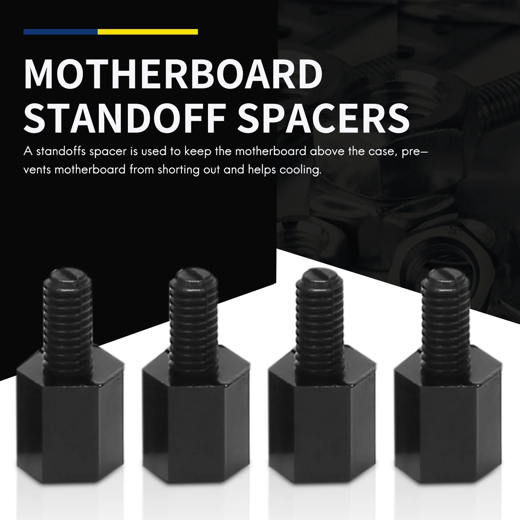

N96R 100x Motherboard Nylon Hex Standoff Threaded Spacer M3 Thread 6+6mm Black