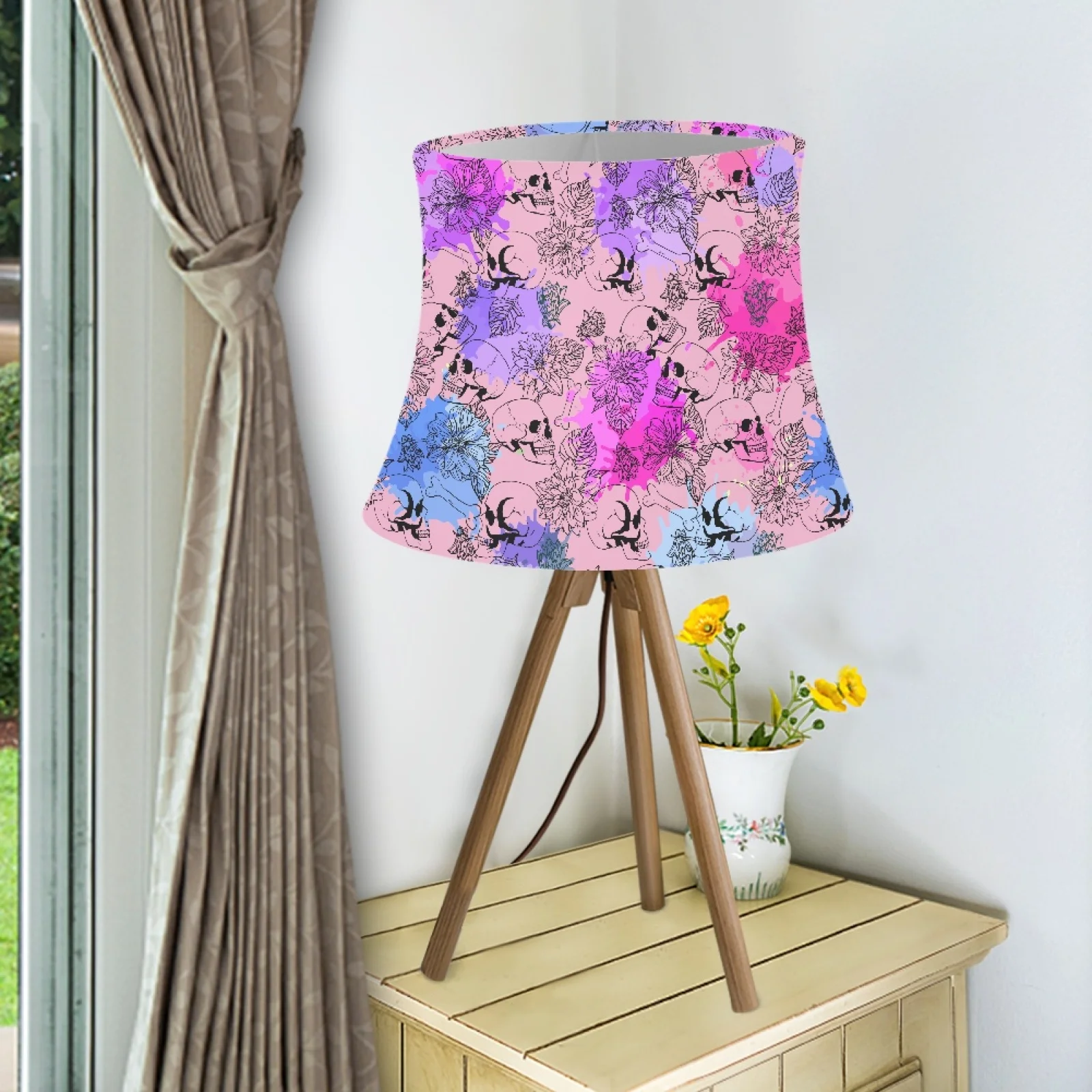 

Lamp shades Covers Halloween Color Skull Print Wall Lamp Cover Elastic Fabric Lampshade Table /Wall Lamp Shade