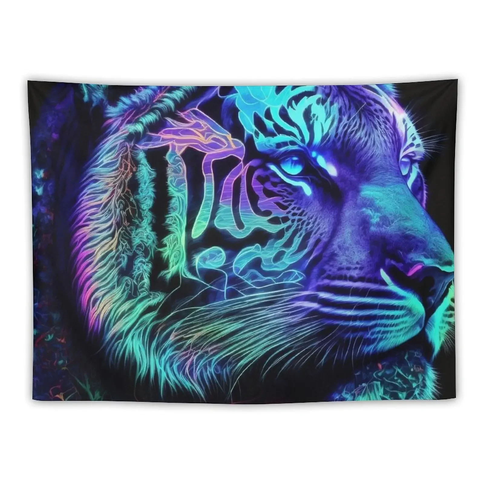 

Fluorescent Tiger - Neon Glow Animal Art Tapestry Decoration Room Decoration Wall Tapestry