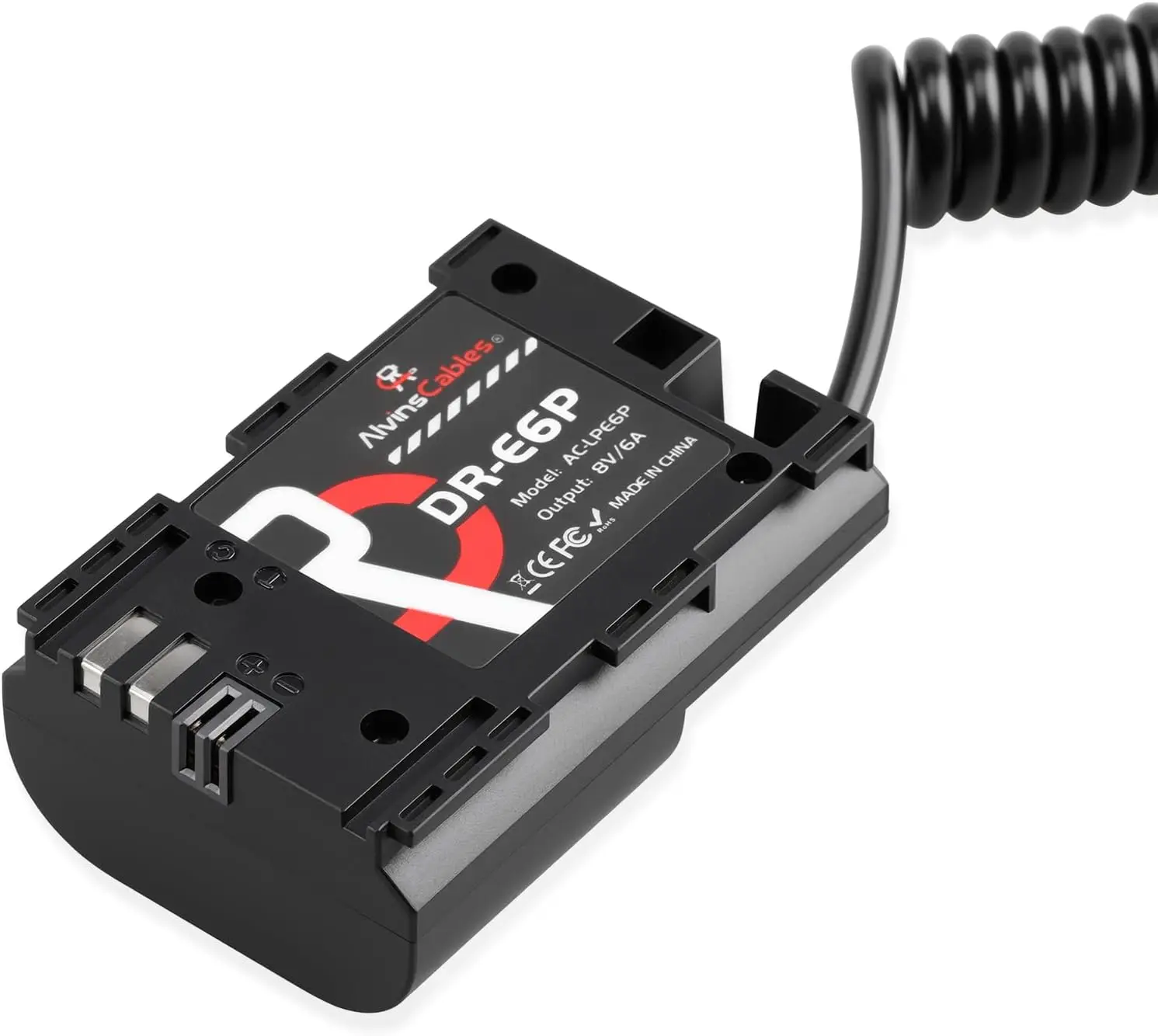 

Кабели Alvin's USB-C Type-c к LP-E6P, фиктивный аккумулятор, спиральный кабель питания для камеры Canon EOS R5/R6 Mark ll/R6/R7/R