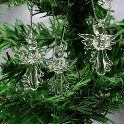 3pcs Cute Clear Mini Glass Angel Pendant Christmas Tree Hanging Ornaments DIY Handmade Craft Supplies New Year Decor Accessories