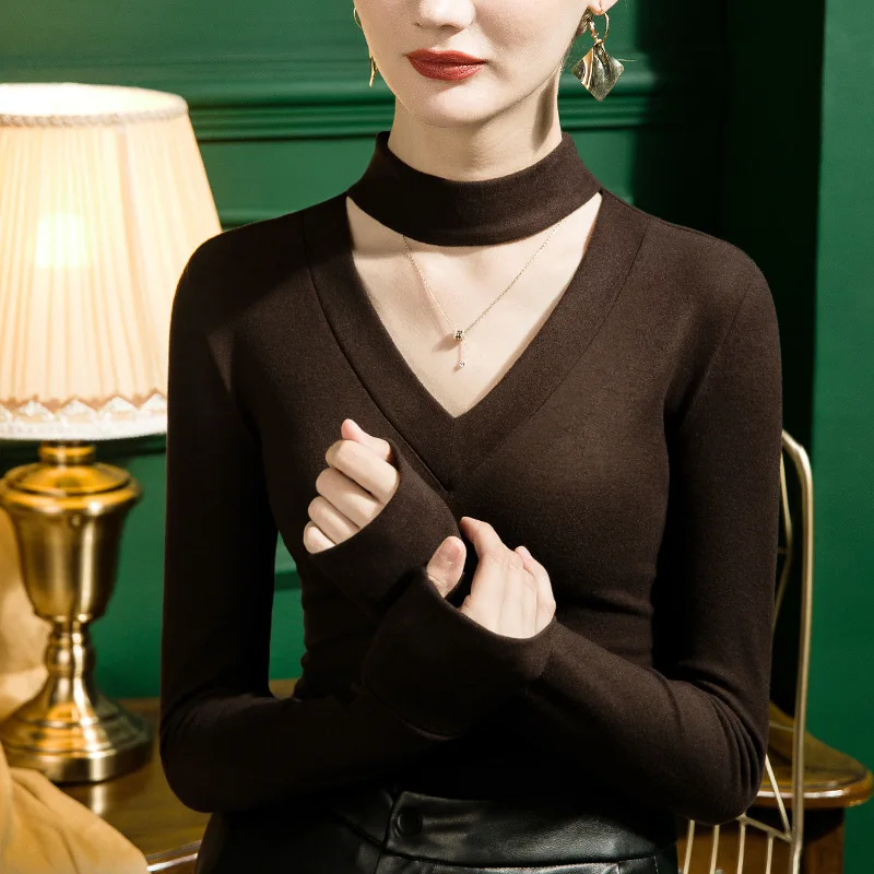 

Термотоп с бретелькой на шее: женская теплая двусторонняя флисовая бейсболка с прозрачными вставками, облегающая и шикарная зимняя футболка