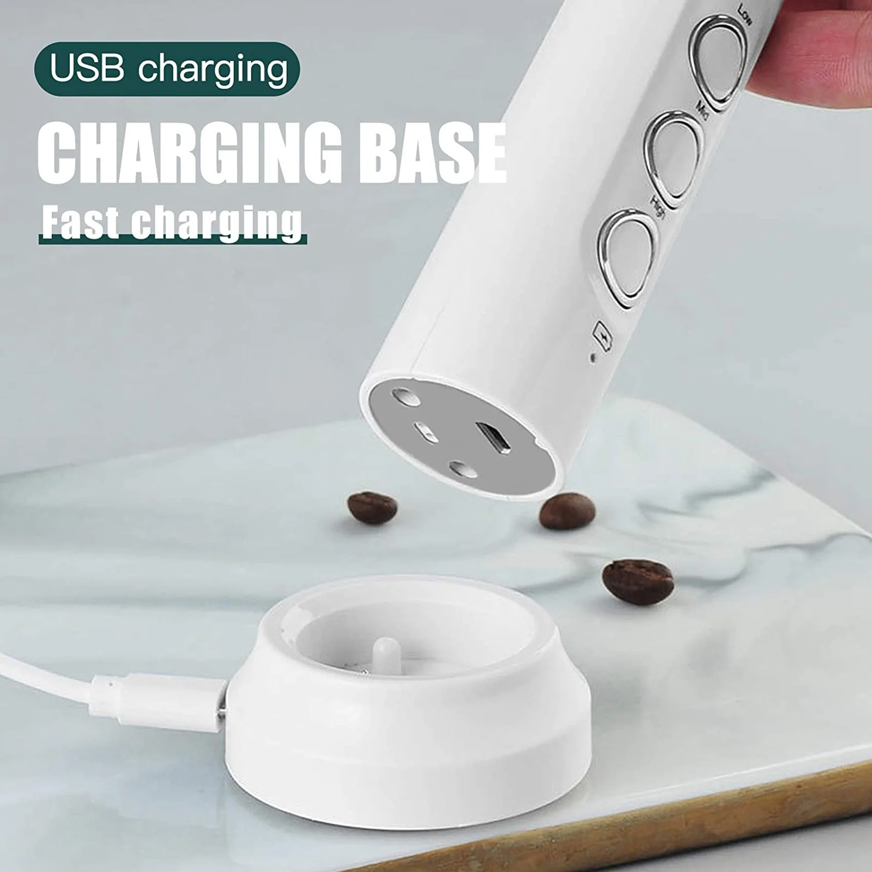 USB Electric Milk Frother 3 Speeds Cappuccino Coffee Foamer 3 Whisk Handheld Egg Beater Hot Chocolate Latte Drink