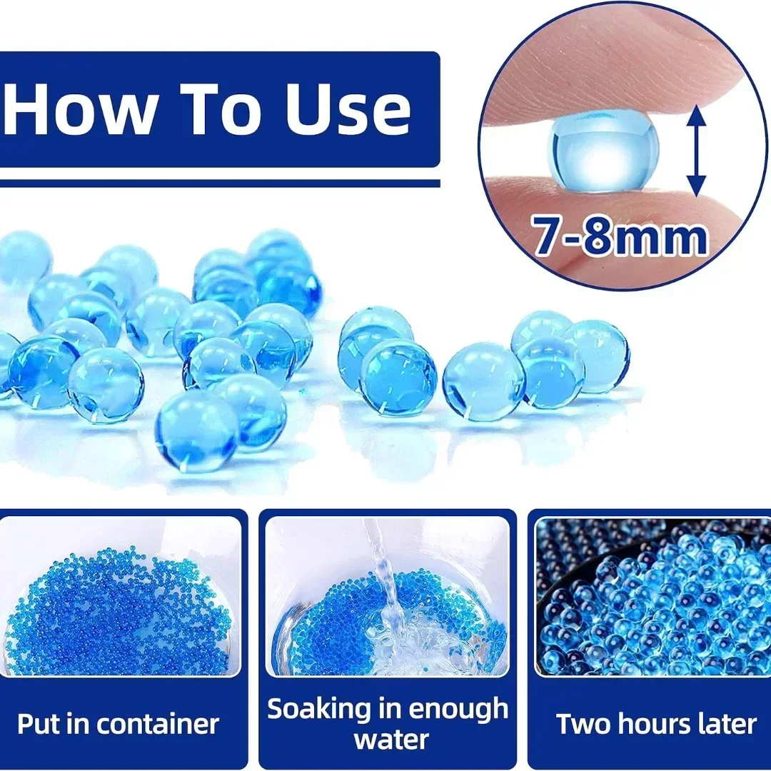 100000PCS 7-8 มม.ลูกปัดเติมกระสุนเจล Splater Ball Blaster กระสุนสําหรับเจลสําหรับ 416 AK p90 ปืนของเล่น Ammos