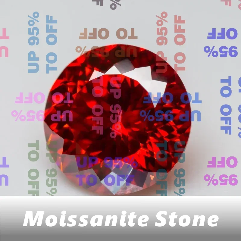 

GRAGarnet Color Wholesale Moissanite Stone Round Shape 100 Faceted Cut Artificial Gemstone DIY Ring Necklace Earrings Main Mater