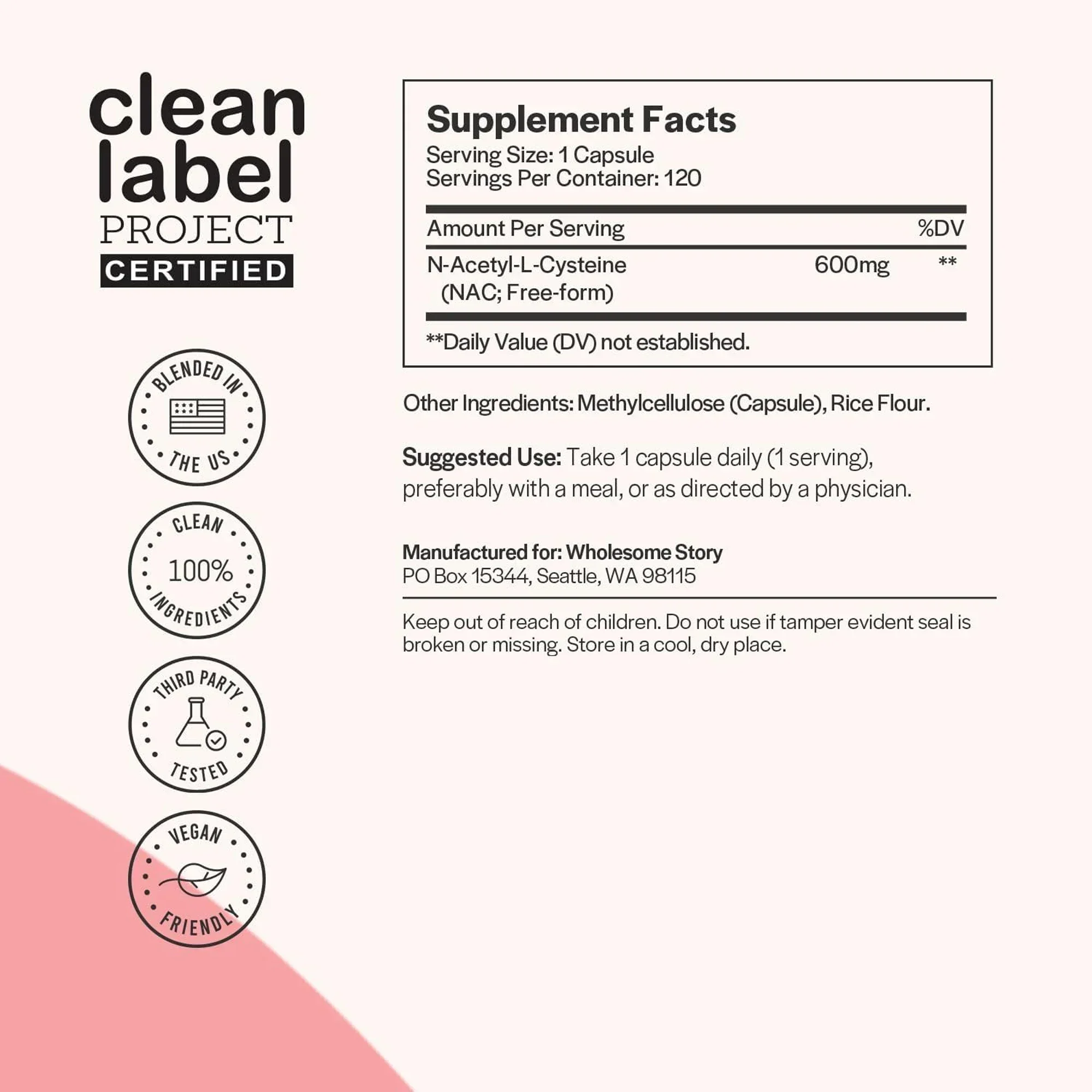 NAC (N-Acetyl L-Cysteine) 600mg - Antioxidant Supplement, Promotes Lung and Liver Health, Provides Immune Support, Gluten-free