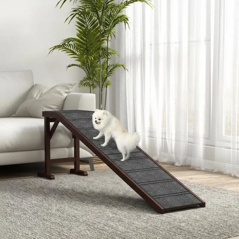 

Pet Ramp for Dogs Cats Non-Slip Carpet Top Platform - Brown & Grey