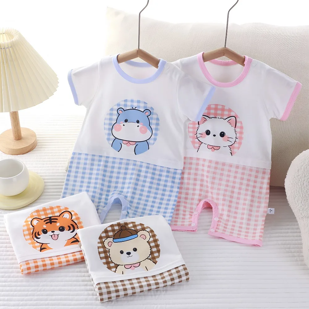 2026 Neue Baby-Bodys Kletterkleidung Reine Baumwolle Sommer Neugeborene Jungen Mädchen Strampler Kurzarm Dünne Strampler Säuglingskleidung
