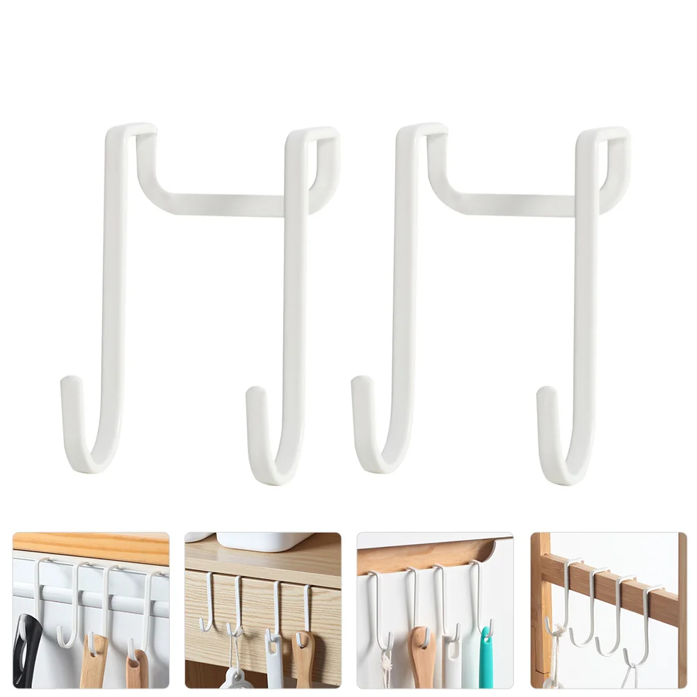 

2 Pcs No Trace Hook Household Door Hanger Storage Hooks for Home Sturdy Cupboard Japanese Style Hanging Coat Hangers