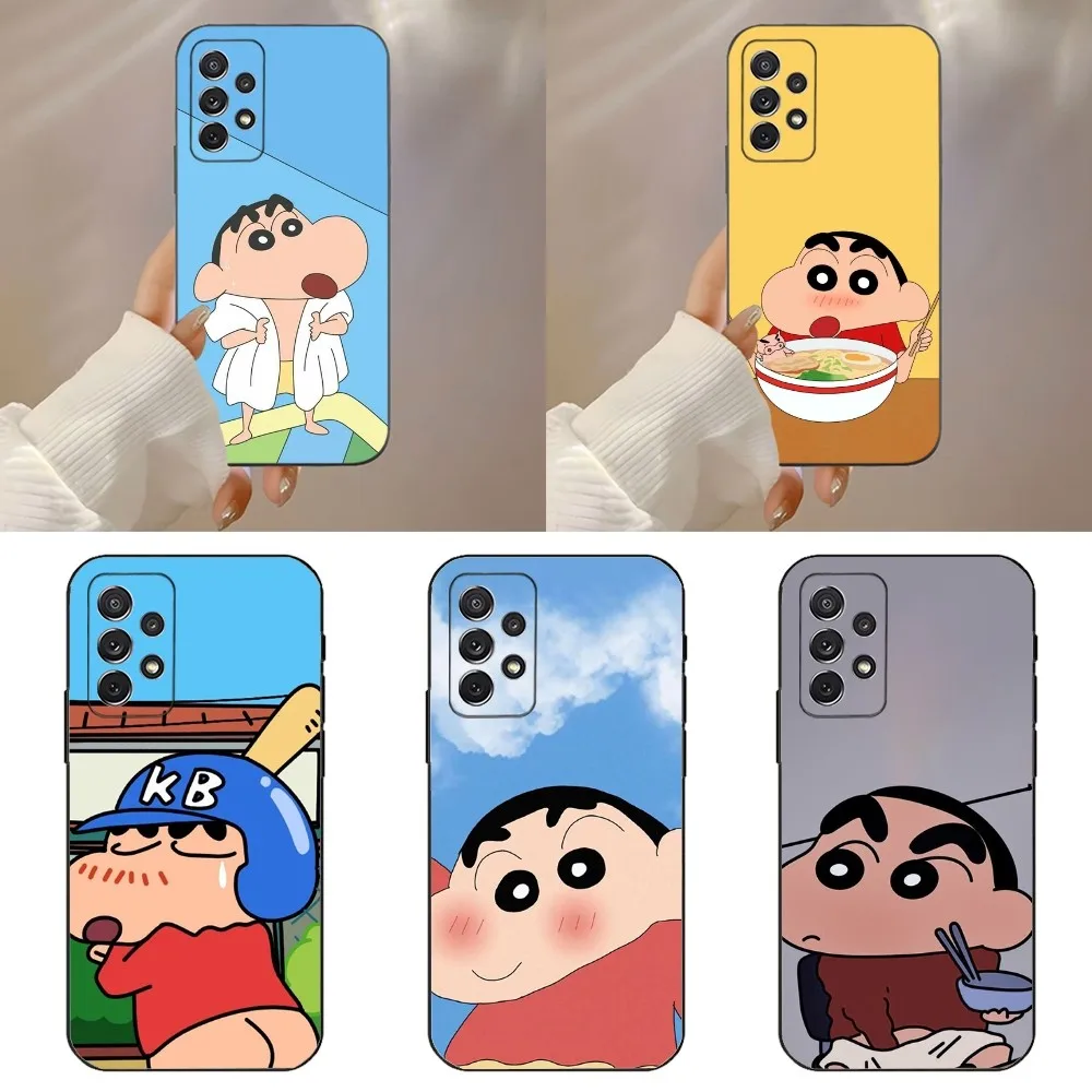 Cutoon C-Crayon S-ShinChans Phone Case For Samsung Galaxy A91,A80,A73,A72 ,A71,A53A52,A32 ,A31A22,A21s,A20,Black Cover