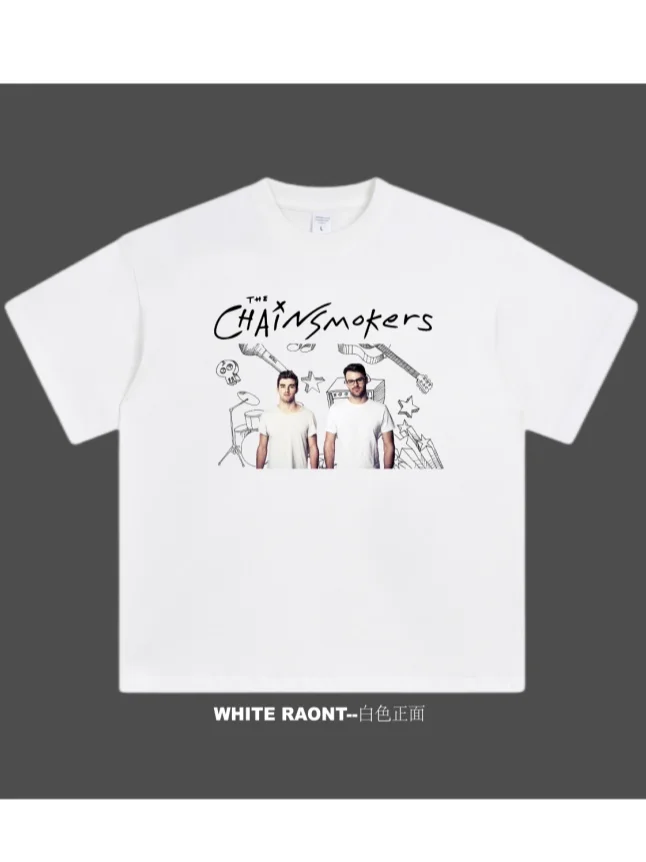 The Chainsmokers Smokers Band Around The American Cotton T-shirt à col petit pour hommes et femmes à manches courtes