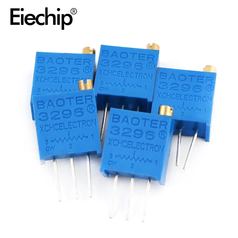 50pcs/lot 3296W series 500R 1K 2K 5K 10K 20K 50K 100K 200K 1M multi-turn potentiometer 10K Variable resistors  With box set