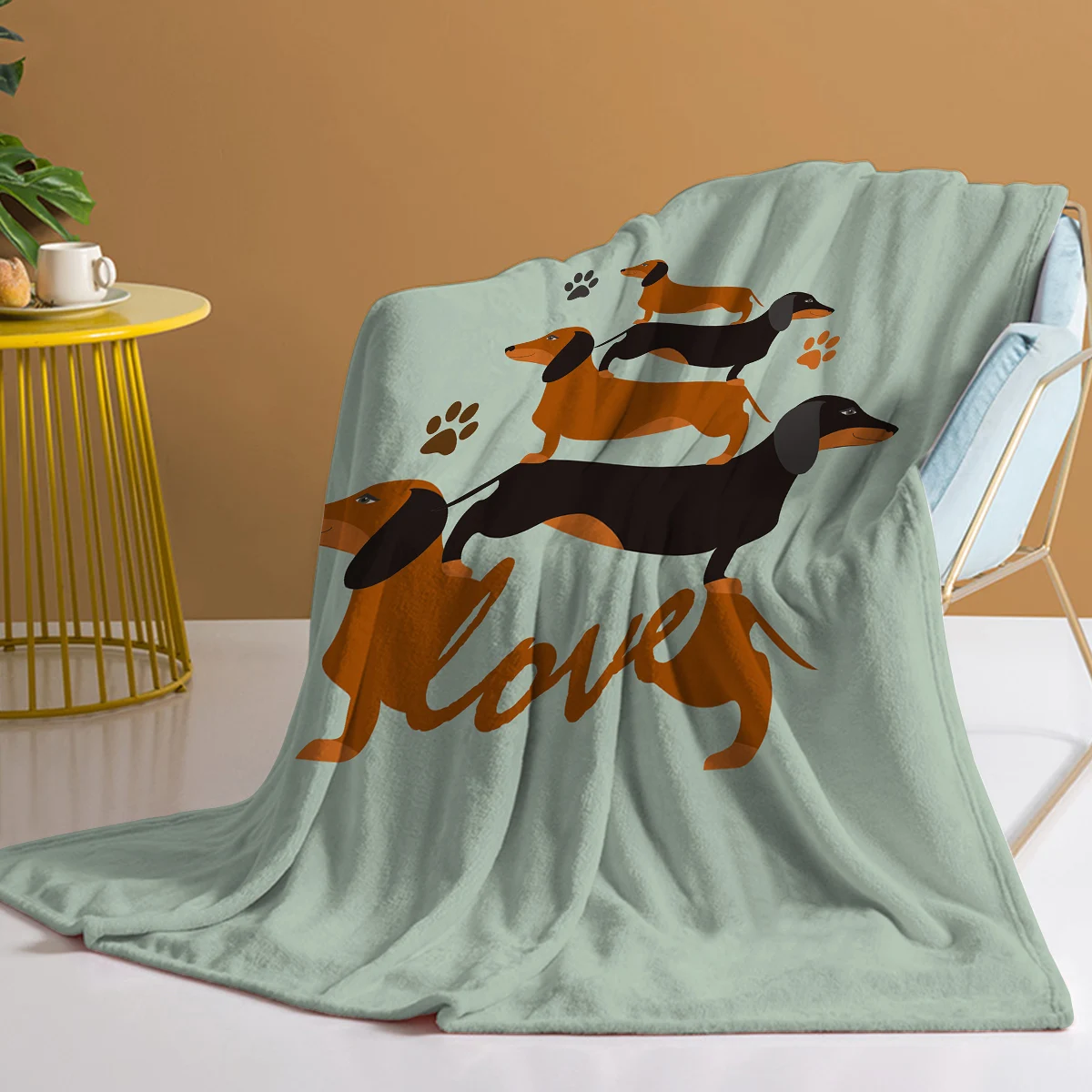 Overlapping Dachshu Blanket Printed Throw Blanket Plush Fluffy Flannel Fleece Blanket Soft Throws for Sofa Couch and Bed