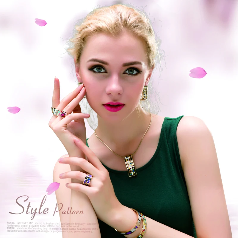 Newest Fashion Vintage Jewelry Sets Bohemian Necklace Earrings Set Enamel Necklace Earrings